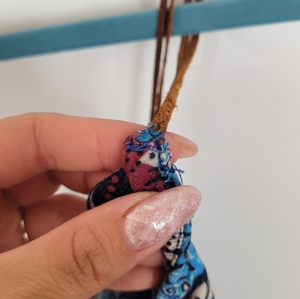 Rare Free People Lotus Print Blue Dress Large Floral Beach Boho Strappy Light - Picture 8 of 14